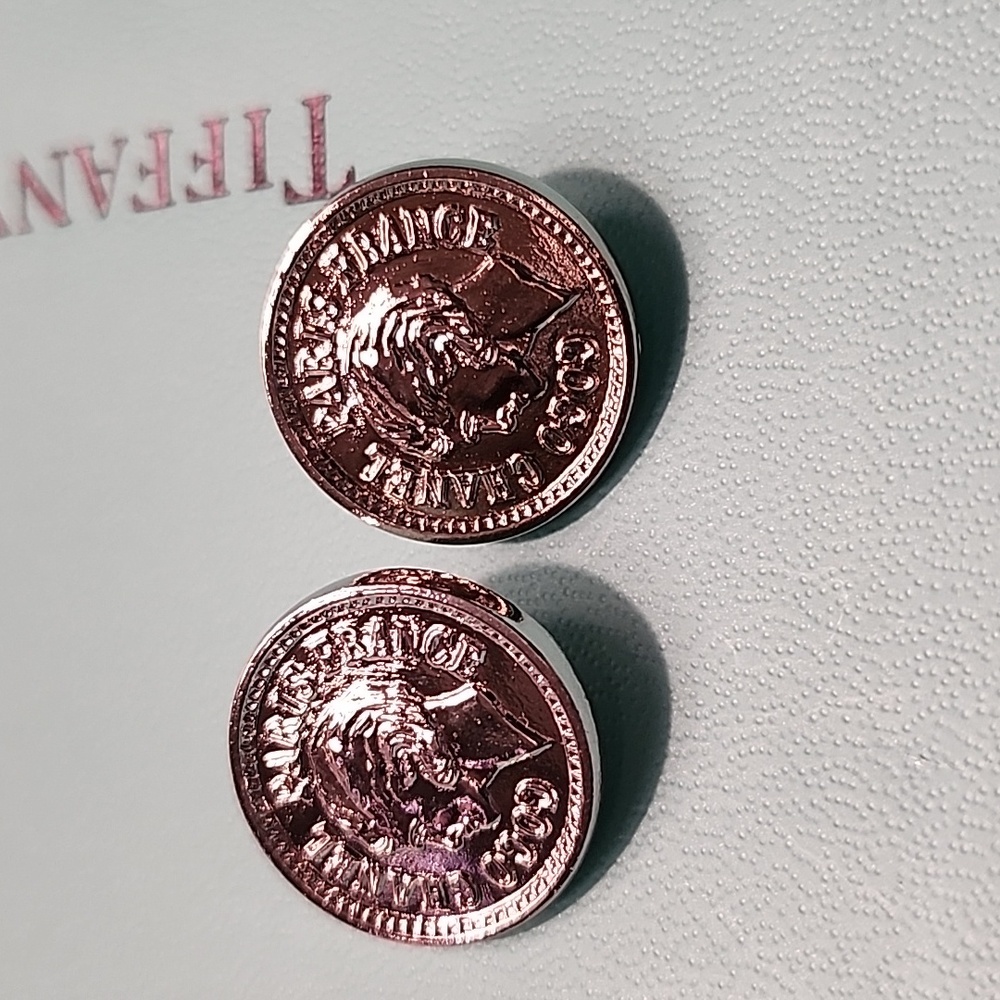 Coco Chanel Paris France Portrait Set of 2 Silver Buttons